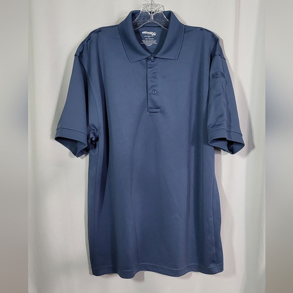Elbeco Men's Blue Breathable 3 Button Short Sleeve Polo Shirt Size Large GUC